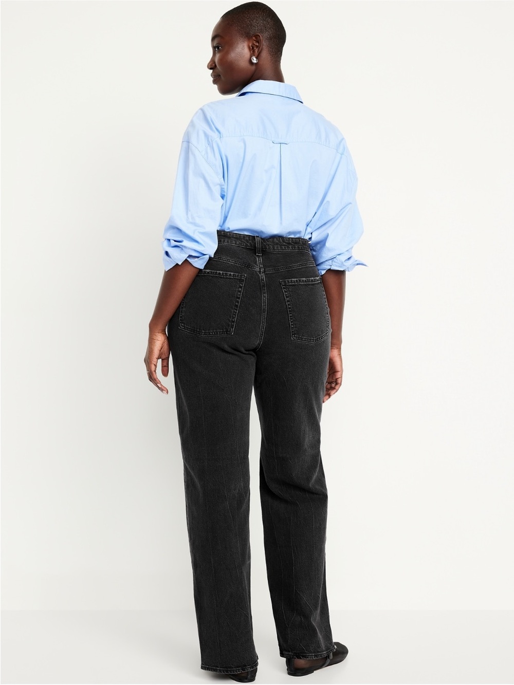 Old Navy High-Rise Wide Leg Jeans in Black Wash - Picture 4 of 5